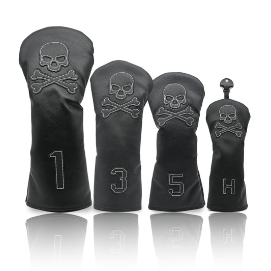 4 Pcs Skull PU Leather Golf Headcovers Set